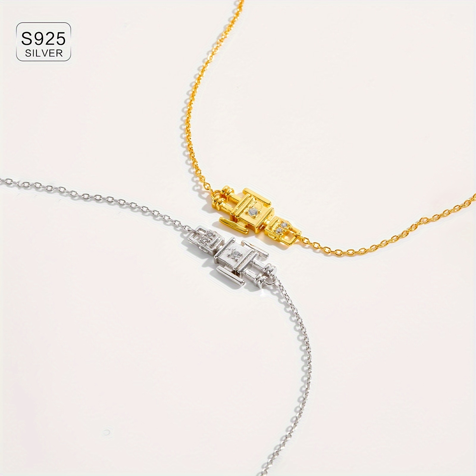 925 Silver Robot Bracelet with Zirconia, for Girlfriend